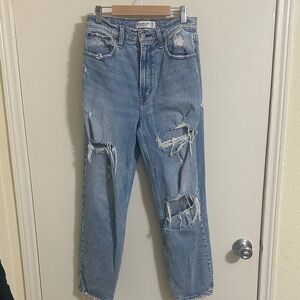 EUC Abercrombie & Fitch Curve Love Ankle Straight Ultra High Rise Ripped Jeans